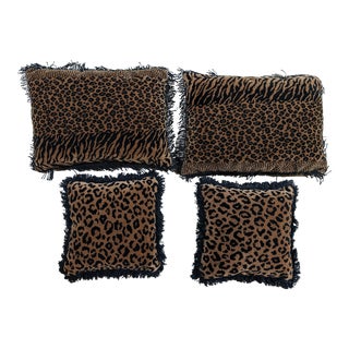 Contemporary Decorative Animal Print Pillow Set- 4 Pieces For Sale