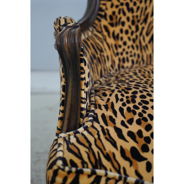Pair of Cheetah Print Louis XVI Style Bergere Chairs For Sale - Image 15 of 18