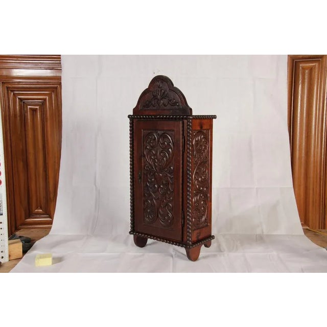 Antique Walnut Wall Cabinet, 1900 For Sale - Image 14 of 18