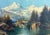 Thomas Moran (1827-1926), “A Snowy Mountain Range" (Path of Souls, Idaho), Vintage Chromolithograph, Circa 1920s. Lovely...