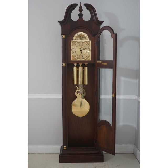 Chippendale Howard Miller Mahogany Grandfather Clock For Sale - Image 3 of 18