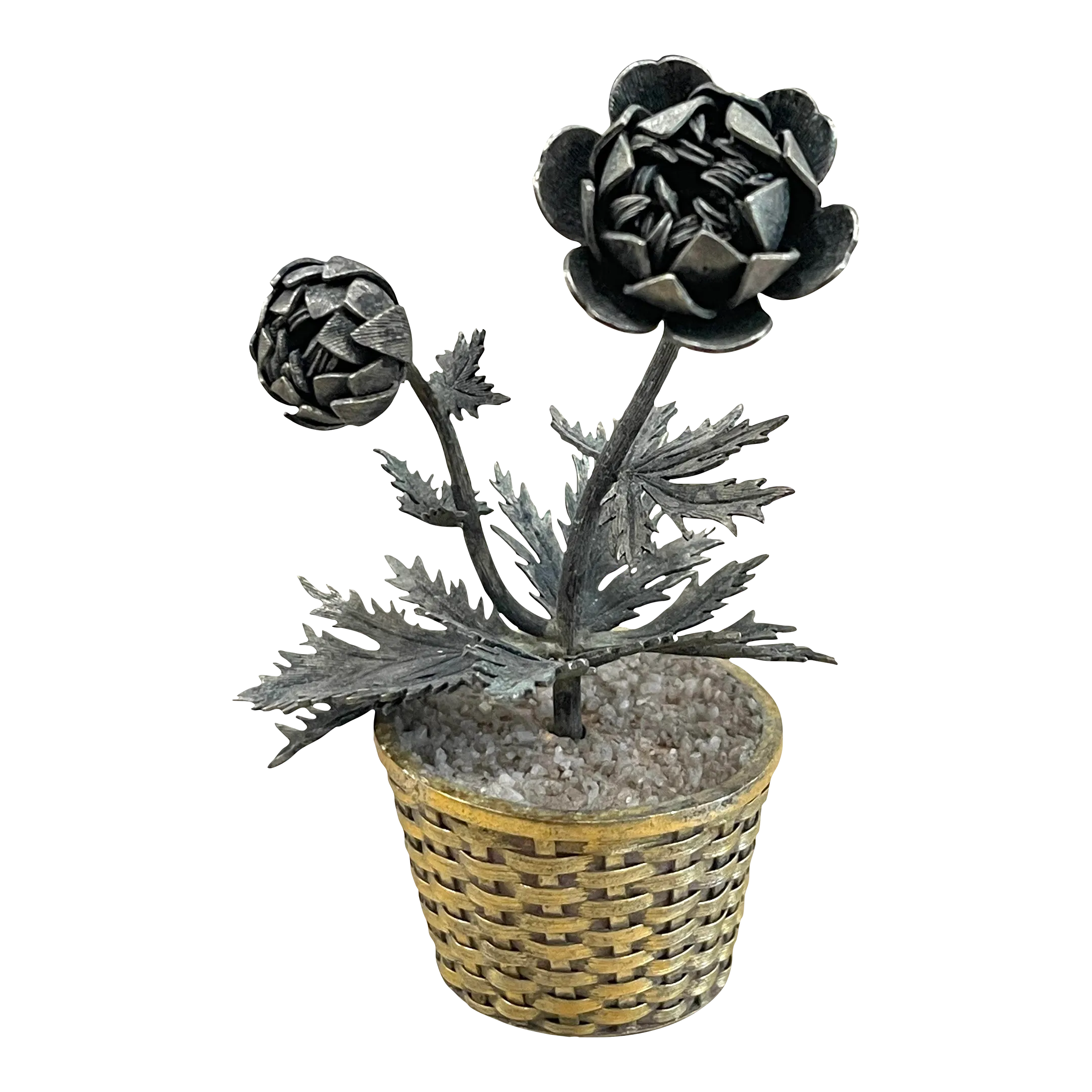 Tiffany & Co Janna Thomas Sterling Silver Potted Flower | Chairish