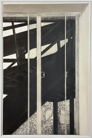 Vintage Postmodernist Aquatint Etching on Rag Paper by Lois Polansky, Signed (Artist’s Proof)