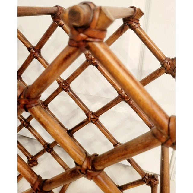 Traditional Vintage Custom Made Bamboo Regency Crisscross Wine Rack Holder For Sale - Image 3 of 6