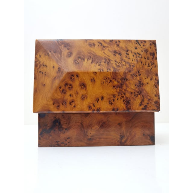Orangish Burl Wood Keepsake Office Box For Sale - Image 11 of 13