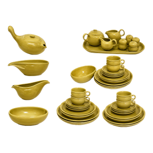 1940s Mid-Century Modern Russel Wright for Steubenville American Modern Chartreuse Dinnerware – 60-Piece Mid-Century Modern Service