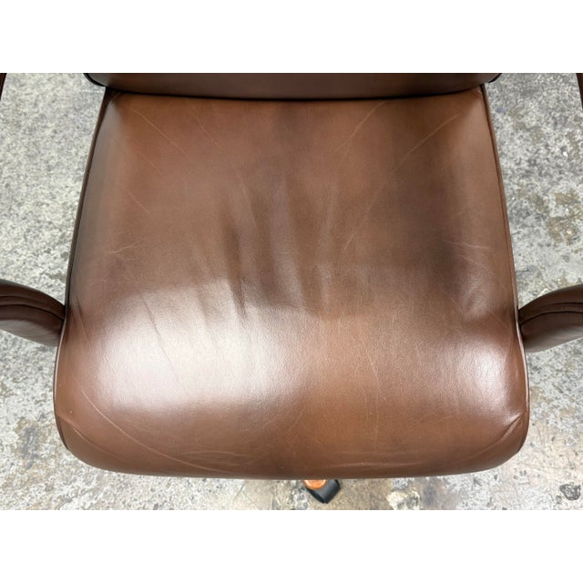 Brown Ethan Allen High Back Executive Swivel Office Chair For Sale - Image 8 of 12
