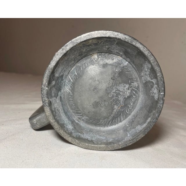 Metal Share Antique Buckley & Beach English 1890's Handmade Pewter Beer Mug Stein Weaver Arm For Sale - Image 7 of 10