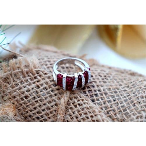 White Gold Ring with Four Bands of Diamonds For Sale - Image 4 of 7