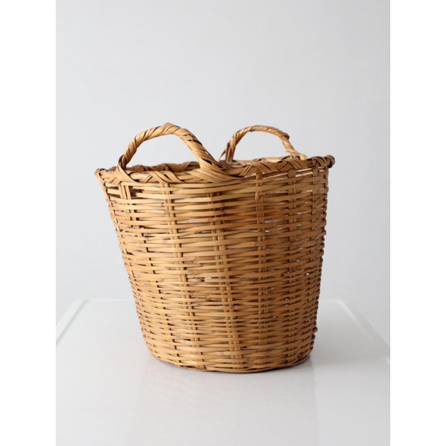 Vintage Woven Wicker Basket For Sale - Image 4 of 11