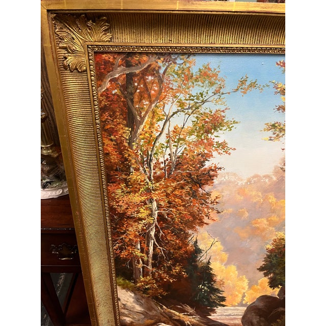 Mid 20th Century Oversized Oil on Canvas Landscape Painting, Framed For Sale - Image 9 of 11