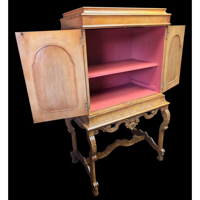 Italian Rococo Revival Carved Cabinet-on-Stand With Antiqued Gilt and Polychrome Decoration, Mid-20th Century For Sale In Washington DC - Image 6 of 18