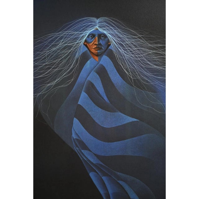 Native American Frank Howell "Lakota Blue Aura" 1998 Commemorative Serigraph 119/225, Framed With Museum Glass For Sale - Image 3 of 7