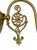Antique 2- Light Art Nouveau Converted Gas Chandelier Gothic fleur de lis glass shades 24” across 19” tall