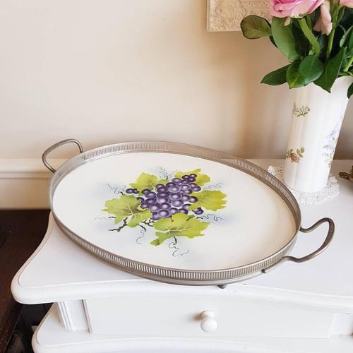 Vintage Metal Serving Tray For Sale - Image 11 of 11