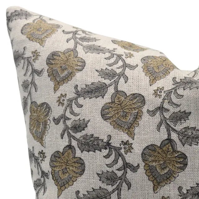 Art Deco Fabdivine Indian Block Print Cushion Cover 12x20 Inch Thick Linen-Madhubala For Sale - Image 3 of 5