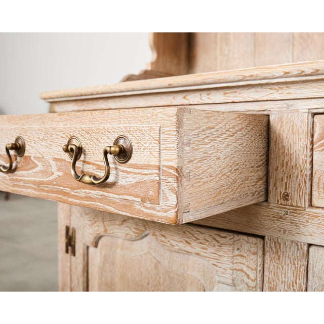 Late 20th Century Country English Cerused Limed Oak Welsh Cupboard Dresser For Sale - Image 14 of 18