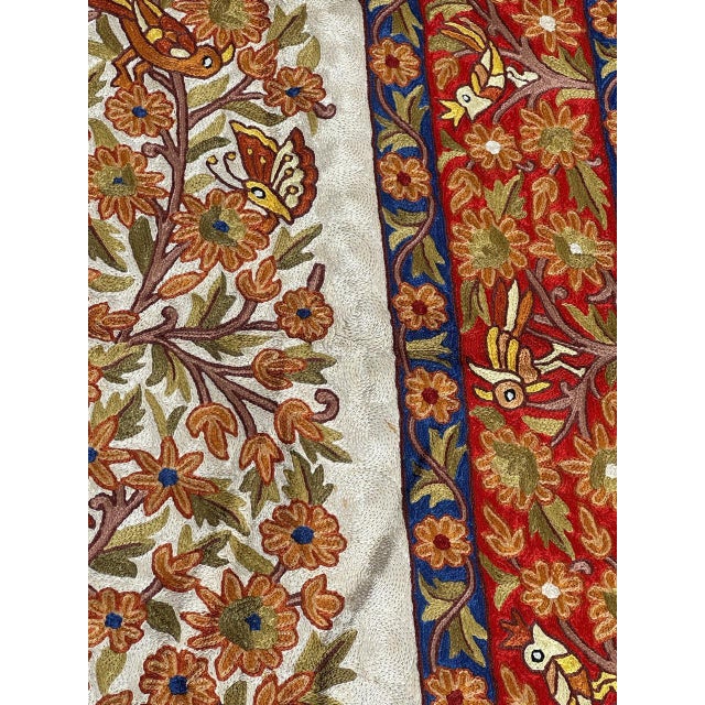 1990s Vintage Indian Silk Embroidered Tapestry or Rug, 1990s For Sale - Image 5 of 18