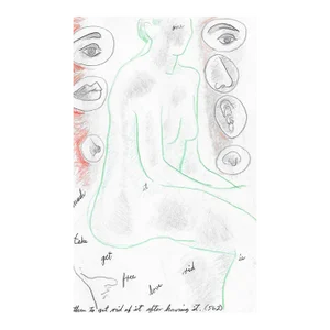 1990s James Bone Female Nude With Drawing