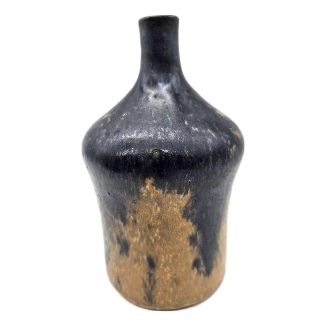 1970s Artisan Signed Studio Pottery Glazed Stoneware Bud Vase For Sale