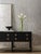 Contemporary Matthew Izzo Home Richmond Black Oak Four Drawer Console Table With Caned Open Shelf and Brass Drawer Pulls For Sale - Image 3 of 9