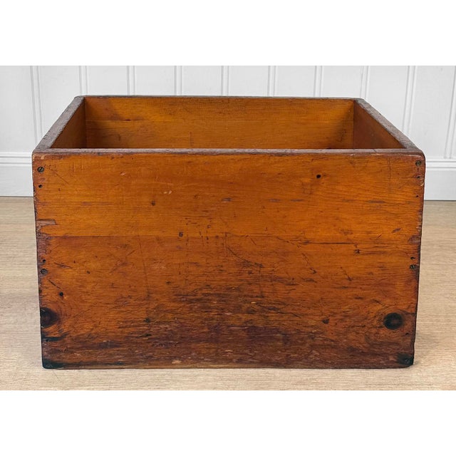 Antique Farmhouse Pine Open Top Wood Storage Box For Sale - Image 4 of 9