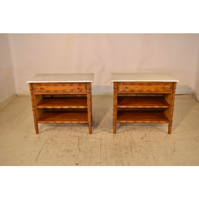 Pair of Vintage Faux Bamboo BedsIde Table For Sale - Image 4 of 8