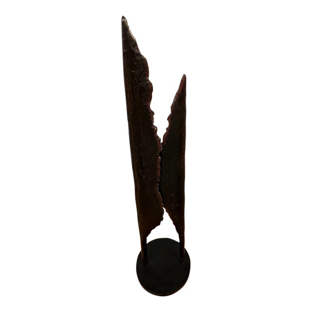 Abstract Cast Metal Blade Sculpture, Unmarked For Sale