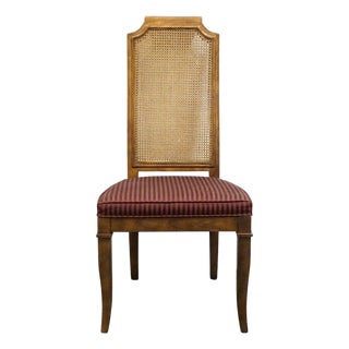 Drexel Heritage Solid Pecan Italian Style Cane Back Dining Side Chair For Sale