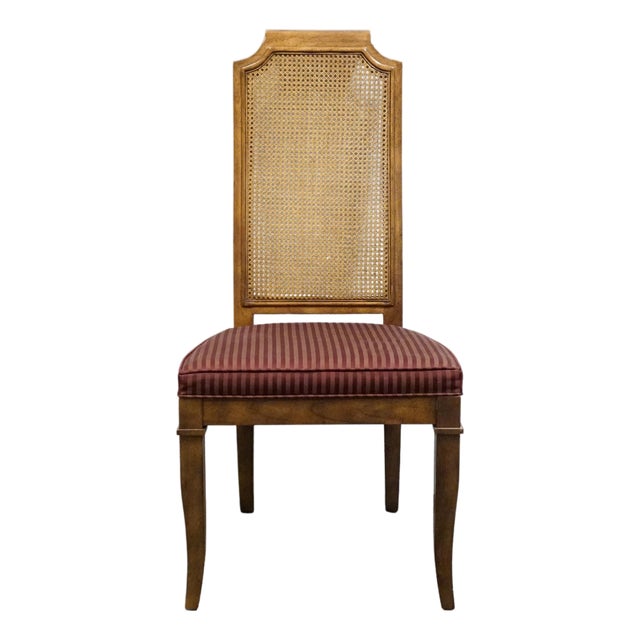 Drexel Heritage Solid Pecan Italian Style Cane Back Dining Side Chair For Sale