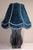 Large Vintage Blue-Grey Gradient Glazed Ceramic Table Lamp with Fabric Shade, 1970s, in Very Good conditions. Designed...