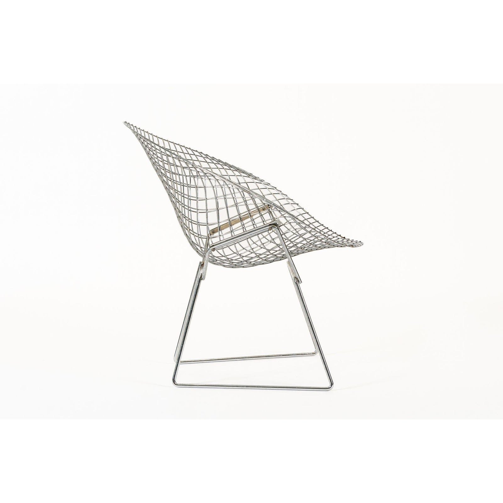 1970s Mid Century Silver Diamond Wire Chair by Bertoia for Knoll