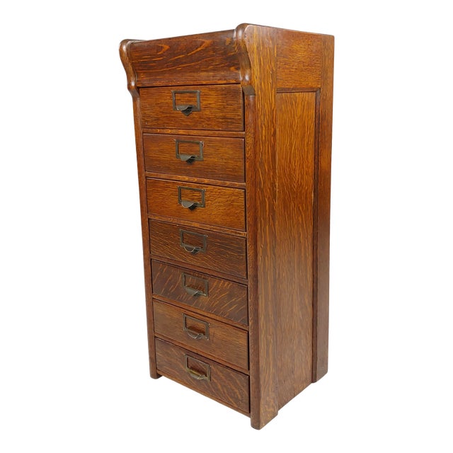 Antique 1930s Oak Mini Filing for Letters with 7 Drawers Chairish