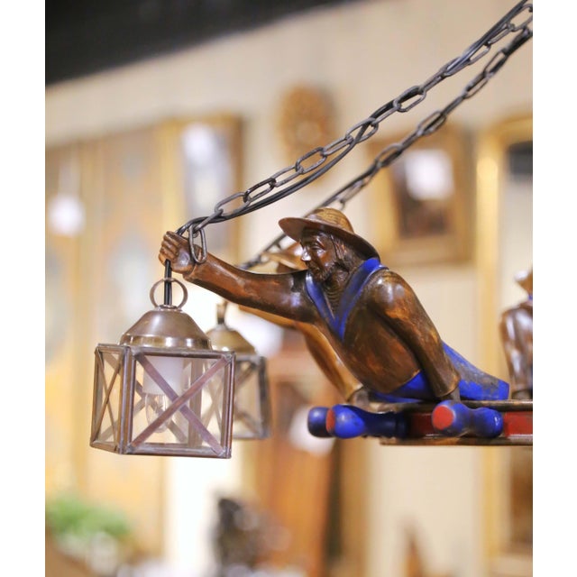 Early 20th Century Early 20th Century French Painted Chestnut Six-Light Chandelier From Brittany For Sale - Image 5 of 11