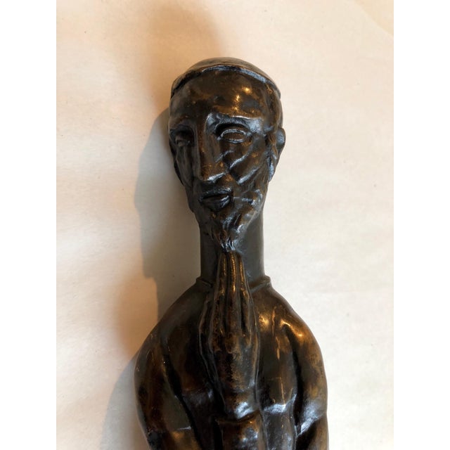 Peter Krasnow, Art Deco Expressionist Bronze Judaica Rabbi Sculpture Los Angeles Modernist, c.1930s For Sale - Image 11 of 14