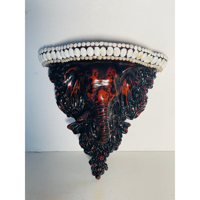 1960s 1960s Safari Style Elephant Head Wall Bracket Corbelle With Sea Shells For Sale - Image 5 of 9