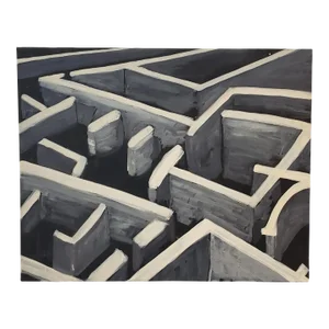 Minimalist Surrealist Painting of Labyrinth or Maze by Lionel Lamy