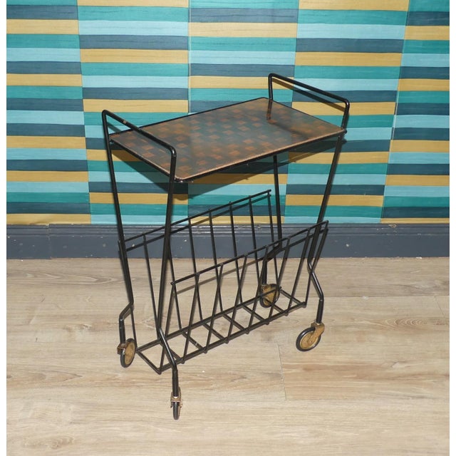 Black Vintage String Newspaper Rack, 1960s For Sale - Image 8 of 11