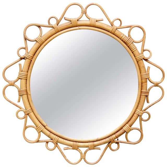 Mid-Century Modern Bamboo Rattan Handcrafted Mirror, French Riviera, 1960s For Sale - Image 12 of 12