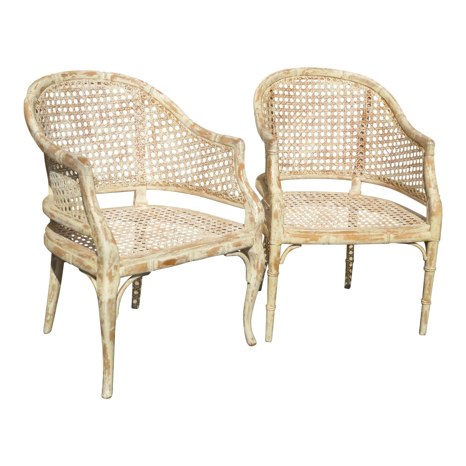Vintage French Country Off White Cane Back Accent Club Chairs a Pair Chairish