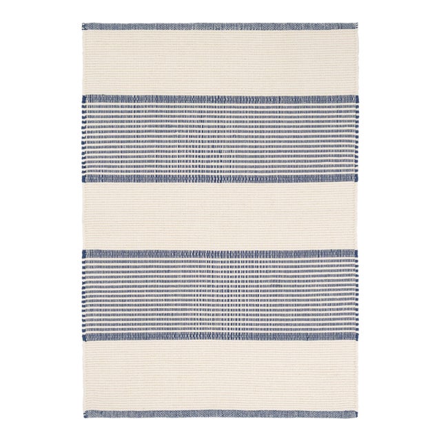 Mark D. Sikes for Dash & Albert La Mirada Navy Woven Cotton Rug, 4' x 6' For Sale