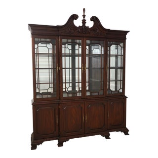 Henkel Harris Model 2382 Mahogany Breakfront With Beveled Glass For Sale