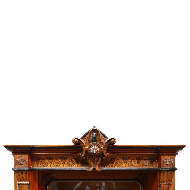 Rare Antique Victorian Egyptian Revival Figural Carved Walnut Secretary C1880 For Sale - Image 6 of 18