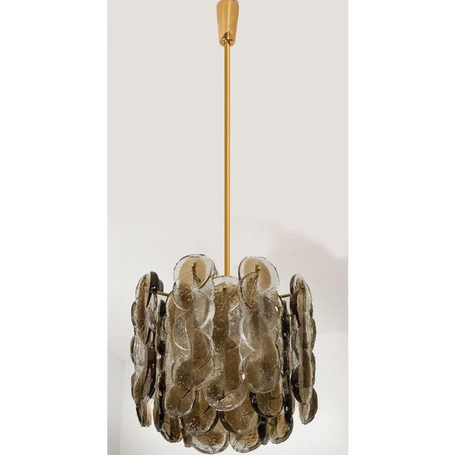 Large Chandeliers with Citrus Swirl Smoked Glass attributed to J. T. Kalmar for Kalmar, Austria, 1969 For Sale - Image 11 of 13
