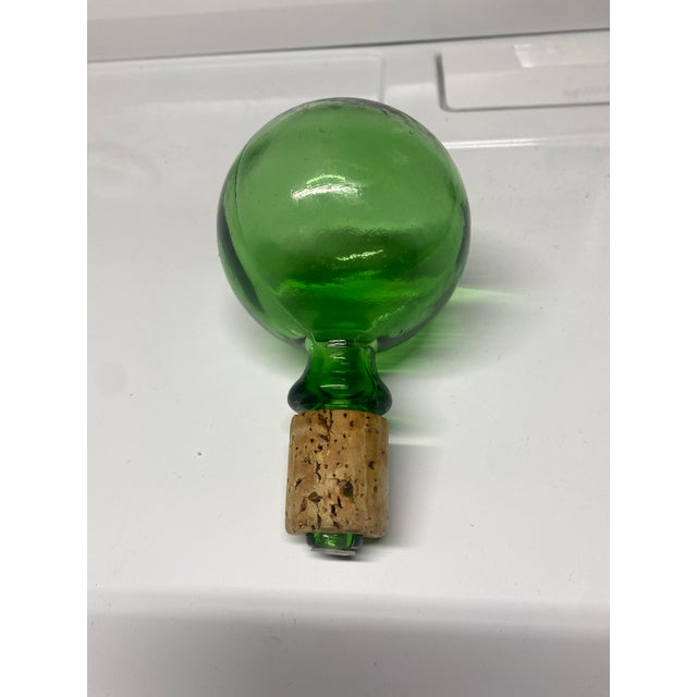 1970s Vintage Mid-Century Modern Italian Green Glass Decanter/Carafe Empoli Italy For Sale - Image 11 of 11