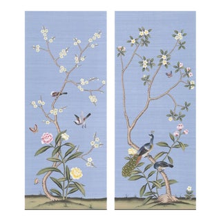 Chinoiserie Wall Artwork, Wallpaper Panel - Set of ( No Frame) For Sale