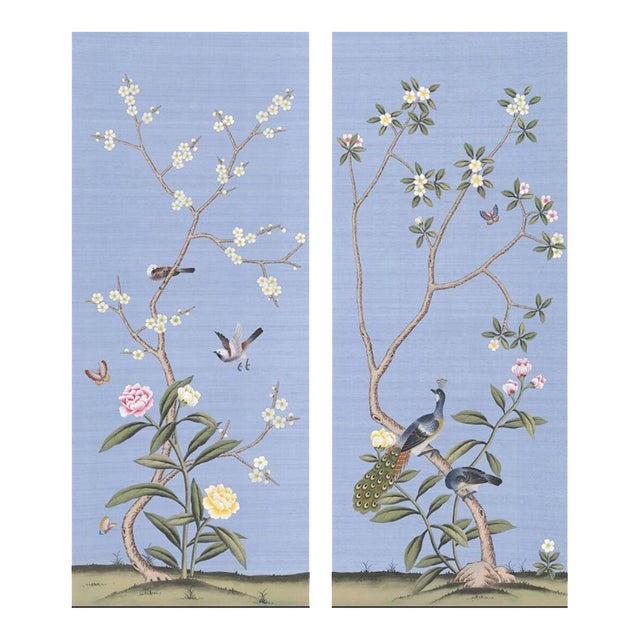 Chinoiserie Wall Artwork, Wallpaper Panel - Set of ( No Frame) For Sale