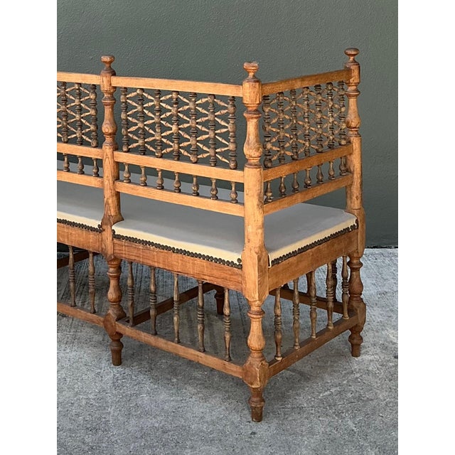 Vintage Carved Wood Spindle Bench For Sale - Image 16 of 18