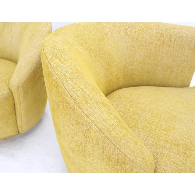 1970s Vladimir Kagan for Directional Nautilus Chairs Yellow Gold - A Pair For Sale - Image 5 of 12