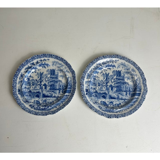 Early 19th Century Antique English Staffordshire Plates, a Pair For Sale - Image 5 of 5